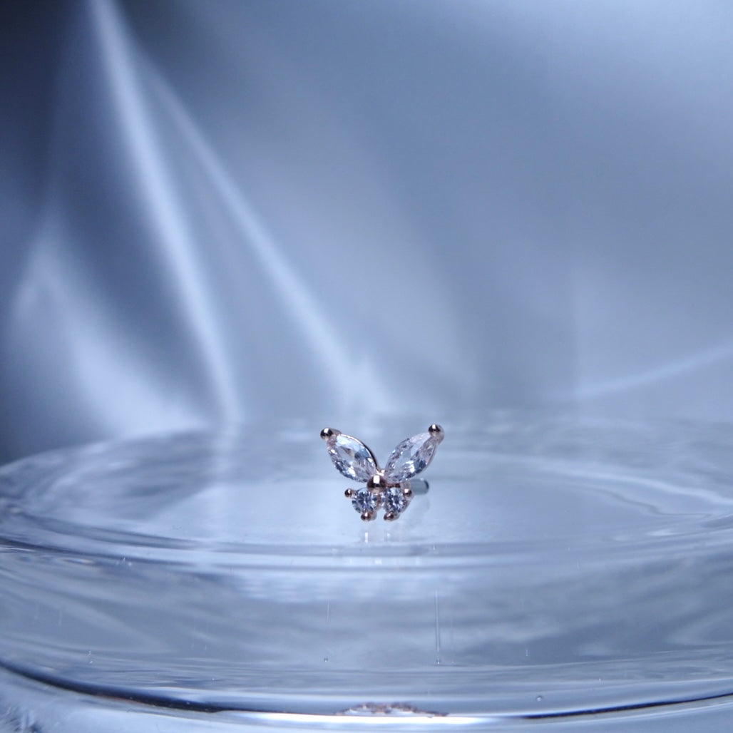 バタフライ・軟骨ピアス<br>(ピンクゴールド)