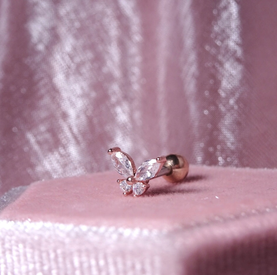 バタフライ・軟骨ピアス<br>(ピンクゴールド)